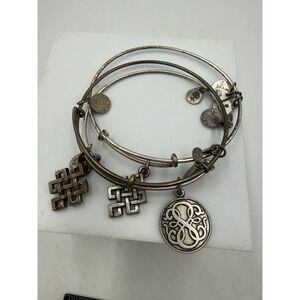 Alex and Ani Bangle Bracelet Set of 3 Path of Life Endless Knot Scrollwork Mixed